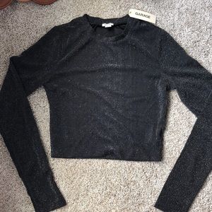 GARAGE Black Sparkly long sleeve crop top